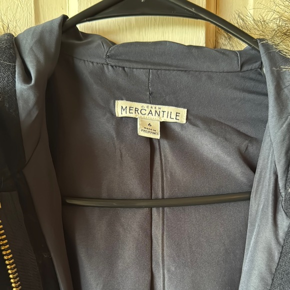 J.Crew Navy Hooded Coat with Faux Fur Trim - Picture 2 of 5